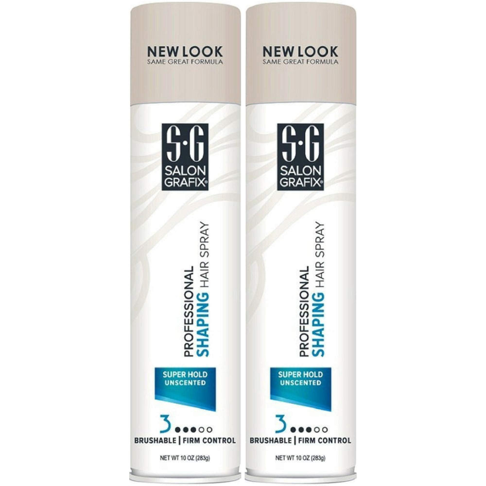 Salon Grafix Shaping Hair Spray model demonstrates firm hold and touchable finish.