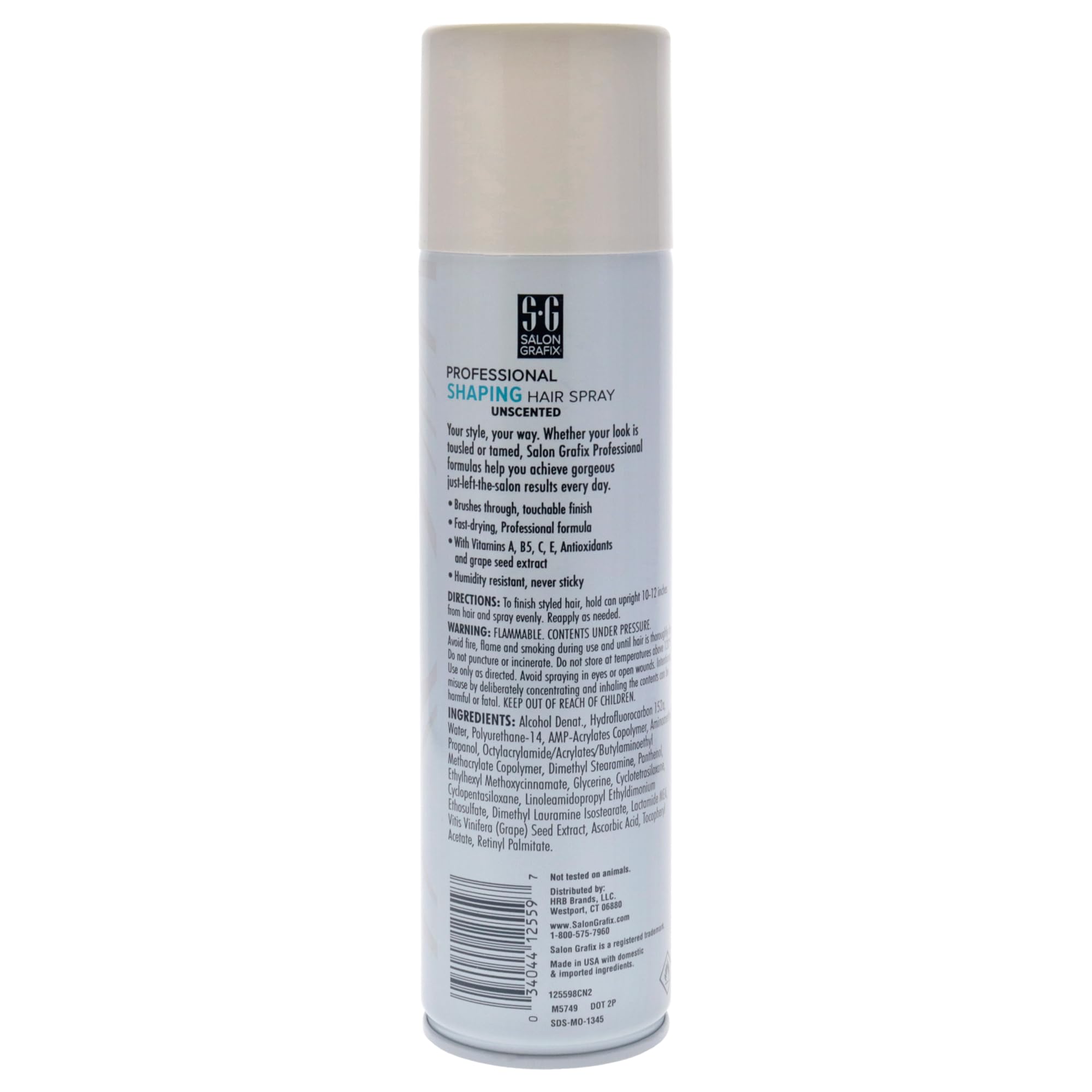 Salon Grafix Shaping Hair Spray Super Hold demonstrates brushable hold for men and women, controlling flyaways