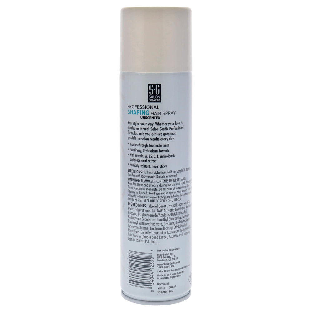 Salon Grafix Shaping Hair Spray Super Hold demonstrates brushable hold for men and women, controlling flyaways