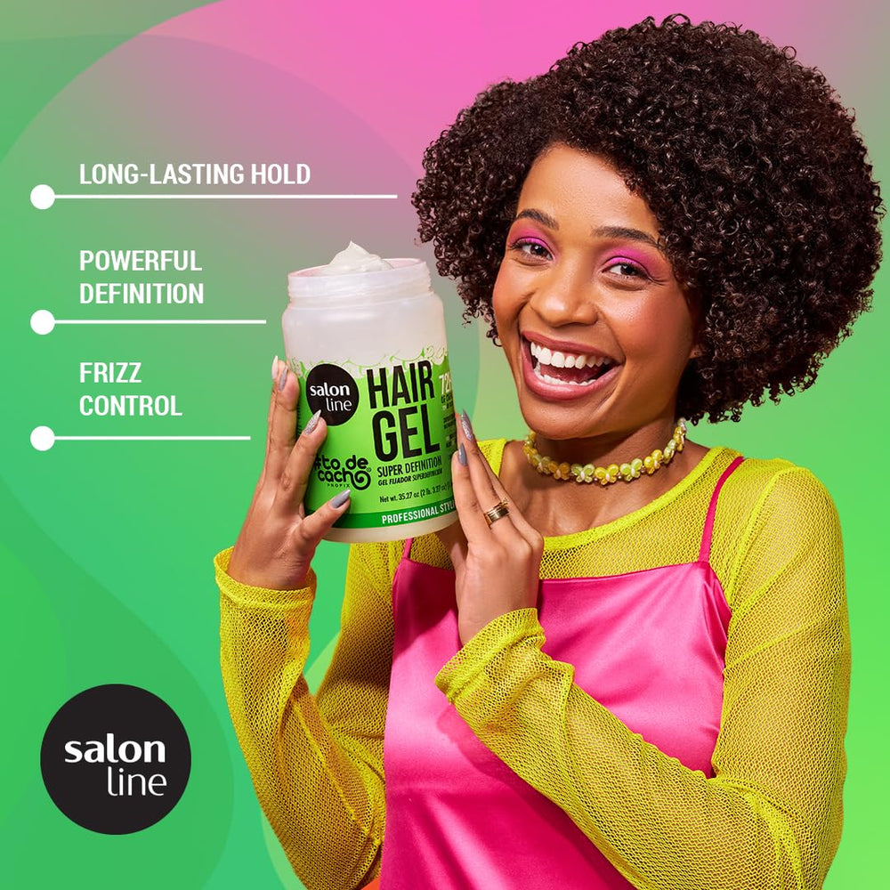 Salon Line gelatin texture applied to damp hair for lasting hold.