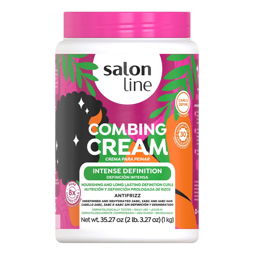 Salon Line Intense Definition Combing Cream packaging close-up with vegan formula label.