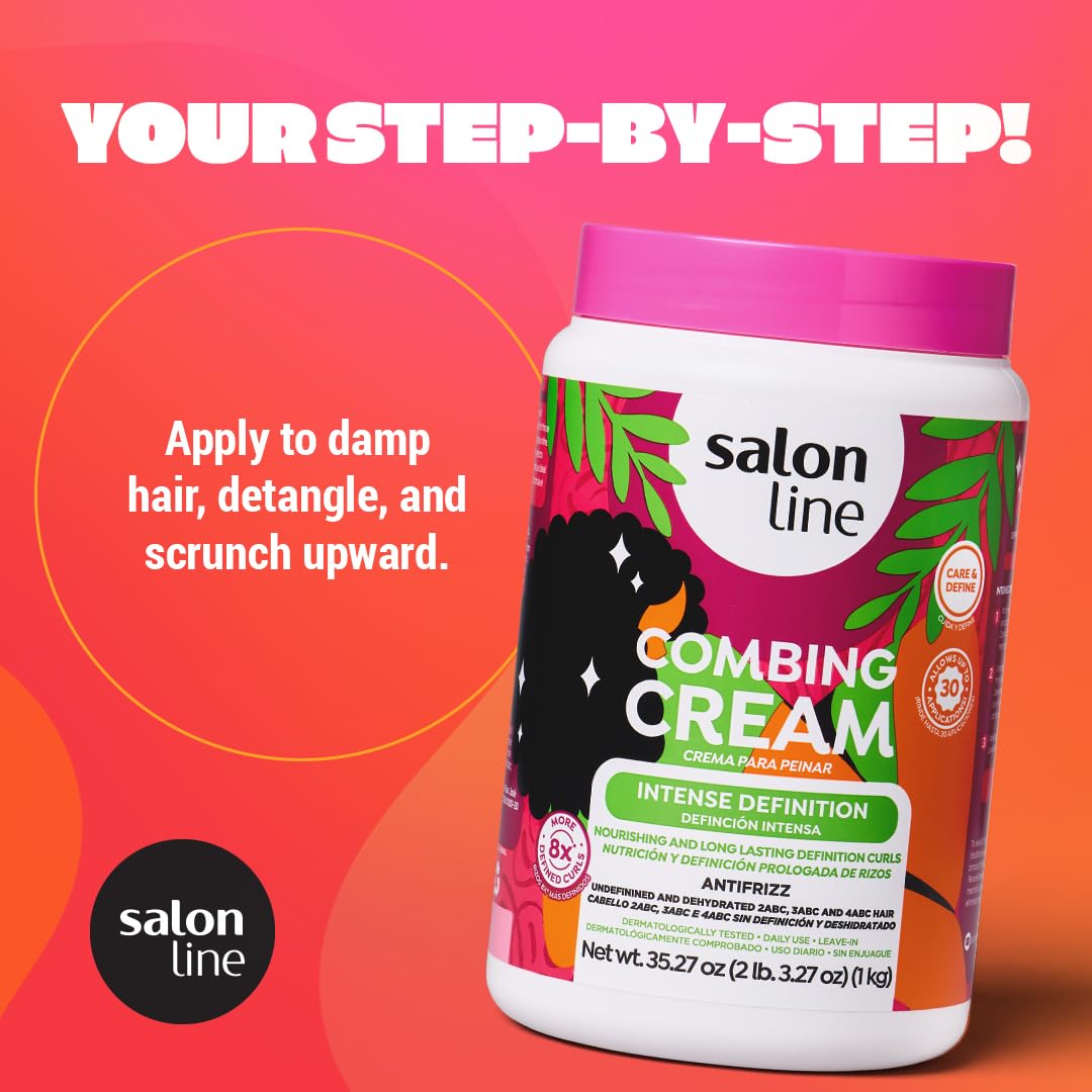 Salon Line Intense Definition Combing Cream curls close-up for natural definition.