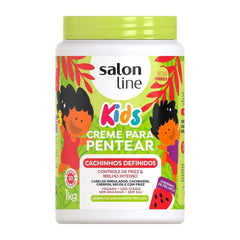 Salon Line KPOCUN Kids Cream bottle front for defined curls and frizz control.