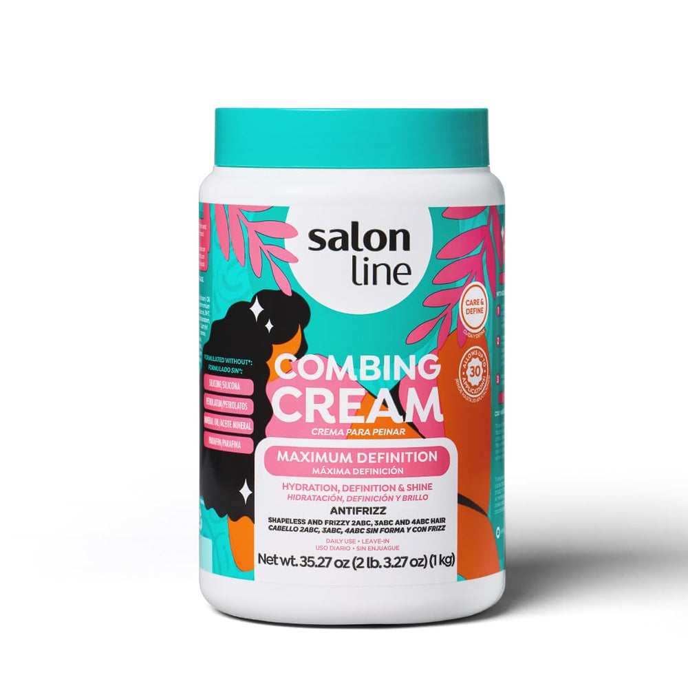 Salon Line Maximum Definition coconut water nourishes hair closeup with healthy shine.