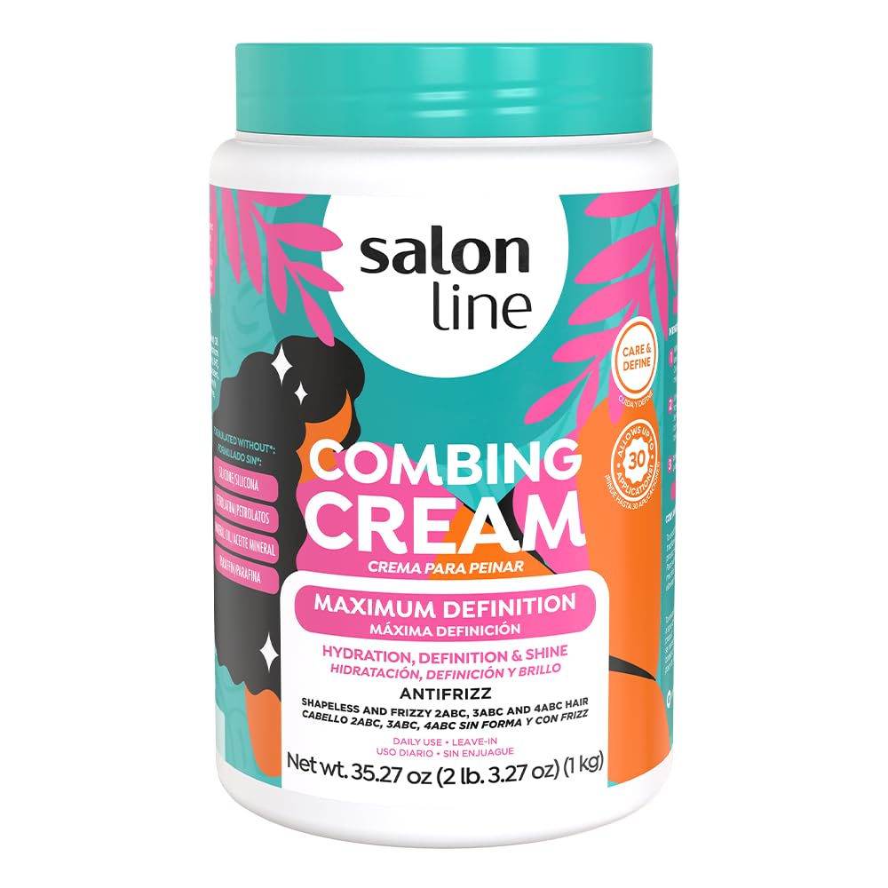 Salon Line Maximum Definition packaging and label detail showing vegan formula and usage notes.