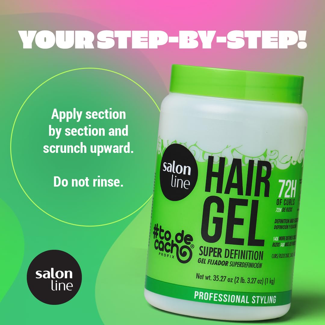 Salon Line vegan gelatin with aloe and panthenol promotes hydrated, shiny curls.