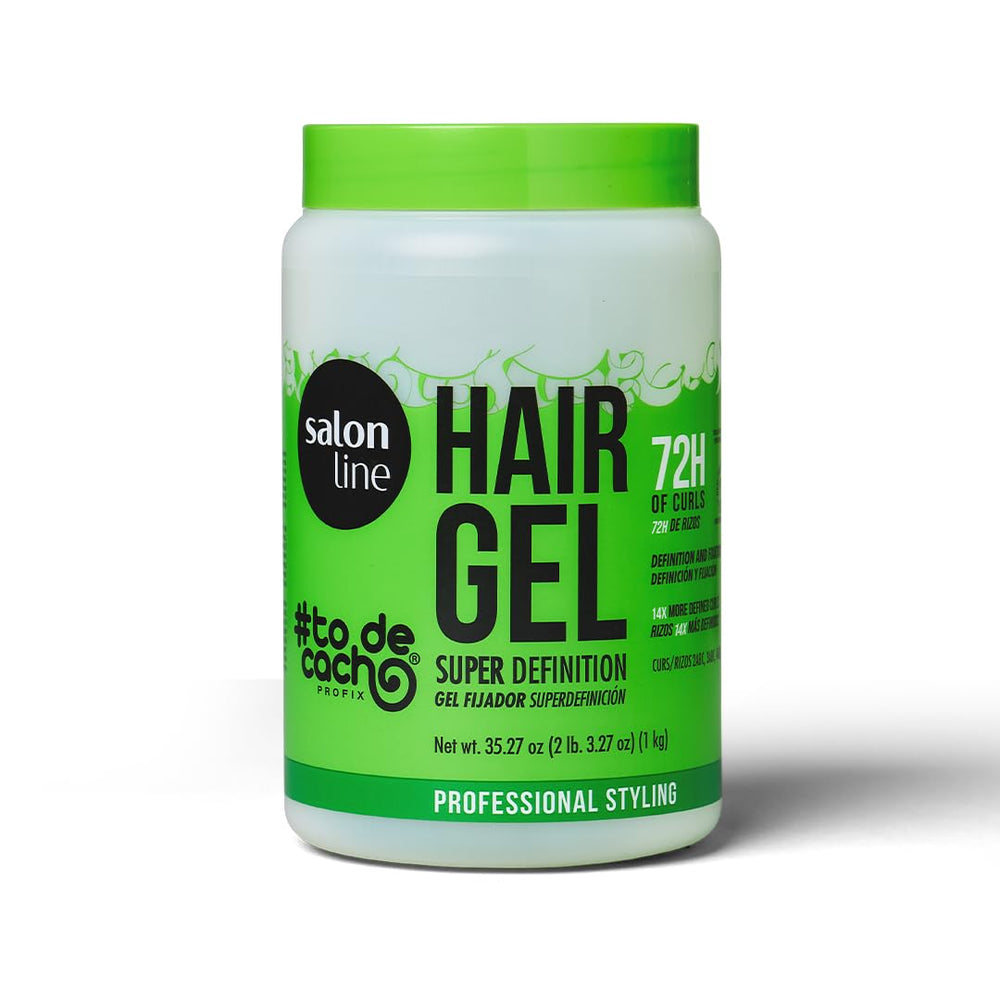 Salon Line bottle on wet hair showing definition and smooth finish.