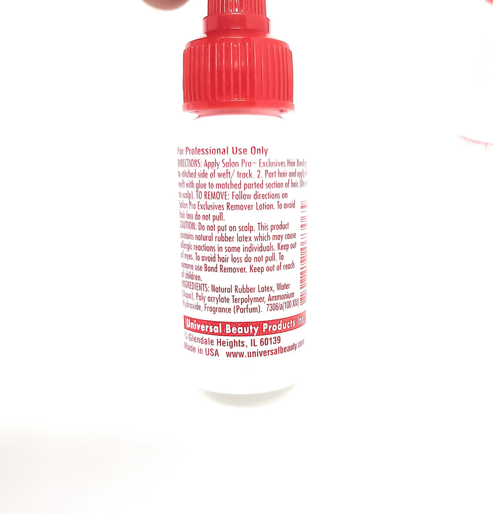 Salon Pro White Hair Bonding Glue 3-pack ready for quick-dry bonding in salons.