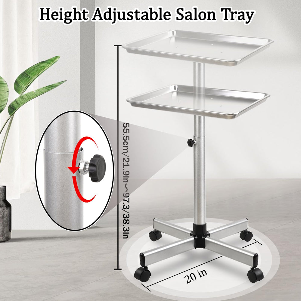 Salon Señor Height adjustable tray 22-39 inches highlights ergonomic operation during color sessions