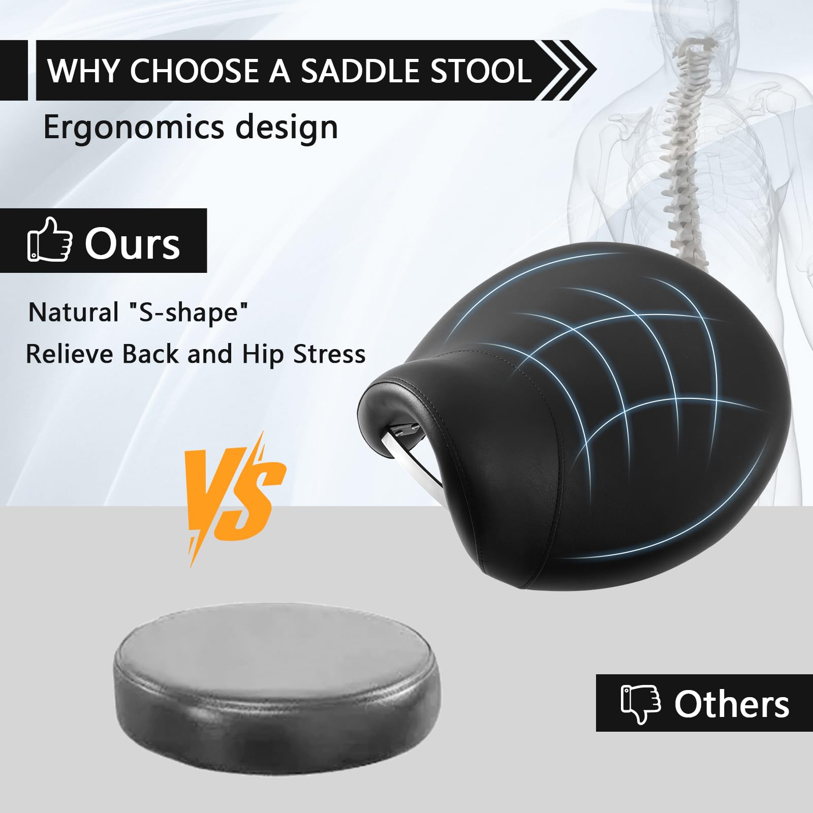 SALONFACTORY saddle stool 300lbs capacity supports diverse workloads