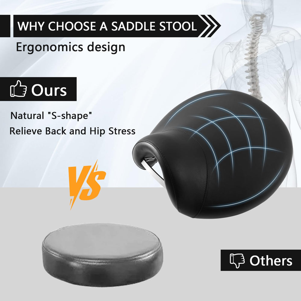 SALONFACTORY saddle stool 300lbs capacity supports diverse workloads