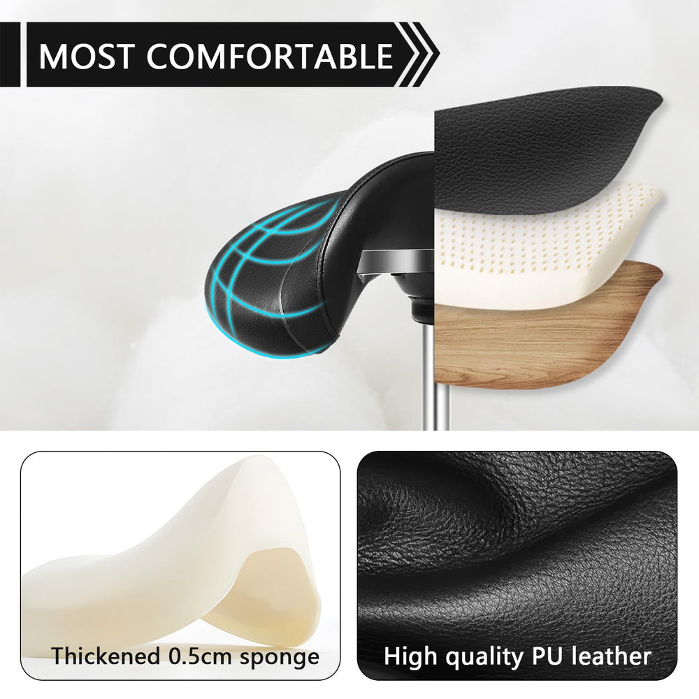 SALONFACTORY saddle stool silent wheels glide smoothly protecting floors