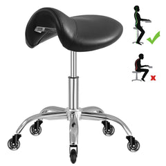 SALONFACTORY saddle stool thick cushion provides lasting comfort during long sessions