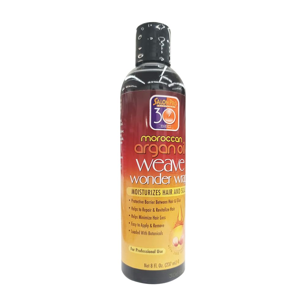 SalonPro 30 Sec Moroccan Argan Oil Weave Wrap Dark easy application for protective hair care.