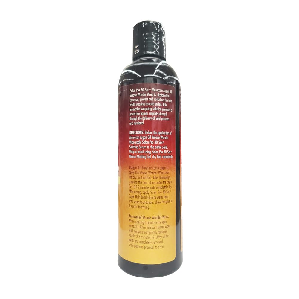 SalonPro 30 Sec Moroccan Argan Oil Weave Wrap Dark revives hair with argan oil during installations.