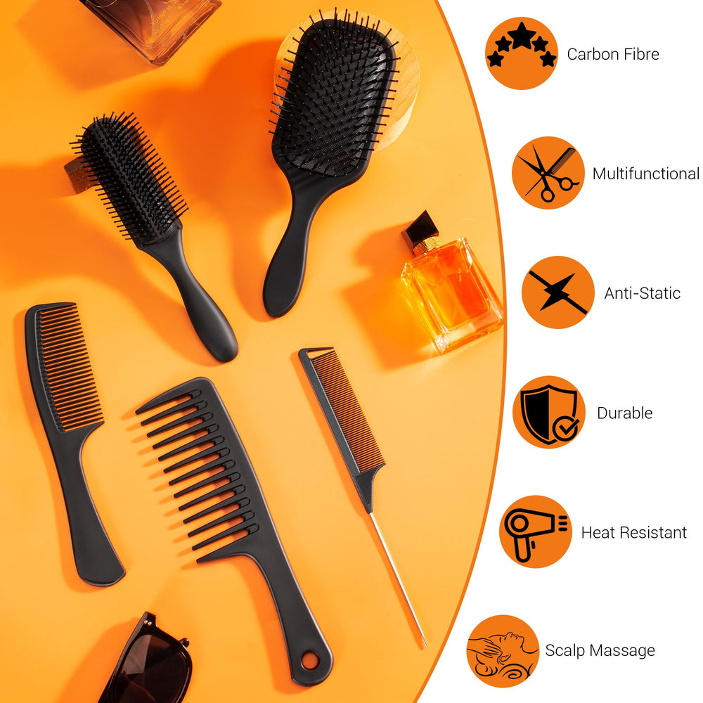 SALON SILK carbon fiber comb set delivers sturdy, static-free styling
