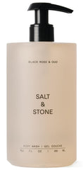 Salt and Stone Black Rose and Oud bottle showing hydrating cleansing.