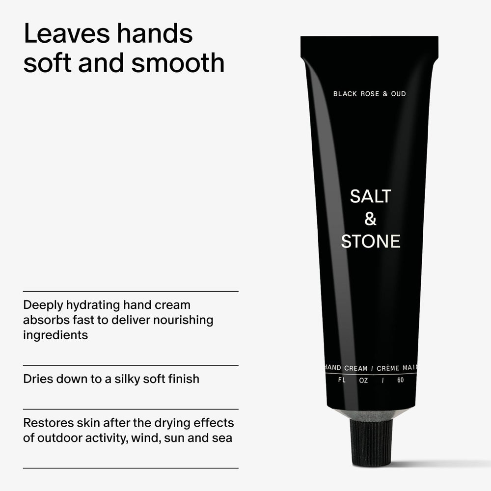 Salt & Stone application close-up highlighting rich fragrance and silky feel