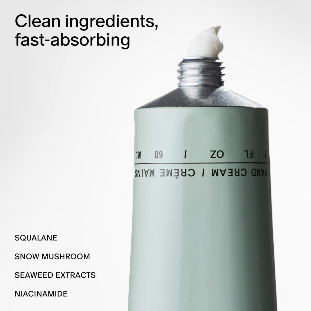 Salt & Stone Hand Cream application close-up shows creamy texture for instant comfort.