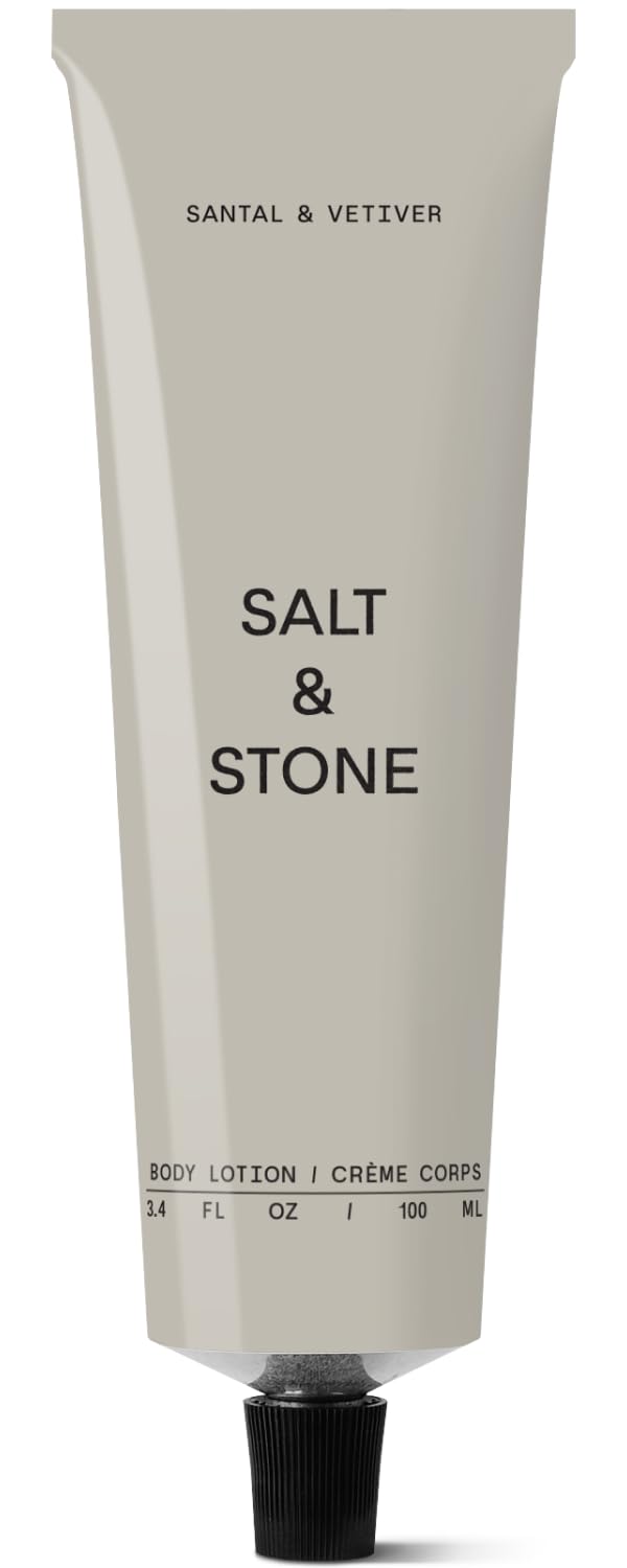 Salt & Stone Santal Vetiver lotion bottle front for all-day hydration.
