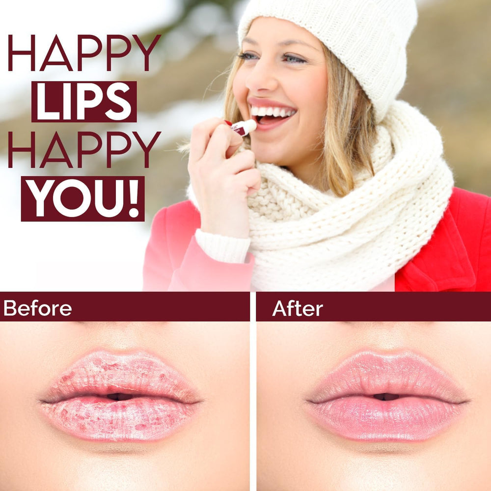 Salt Range lip balm on lips shows light gloss and refreshing tingle.