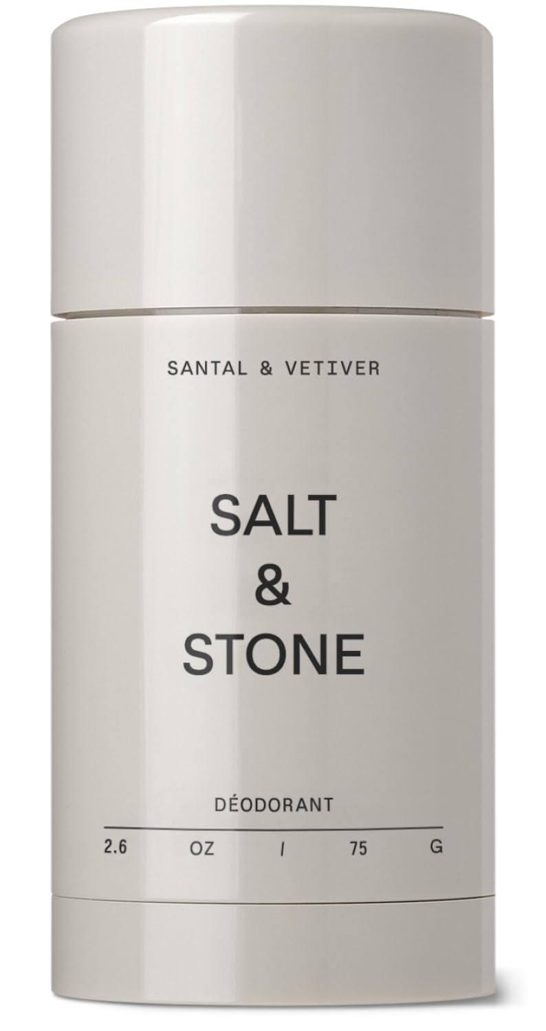 Salt & Stone aluminum-free deodorant bottle for long-lasting protection.