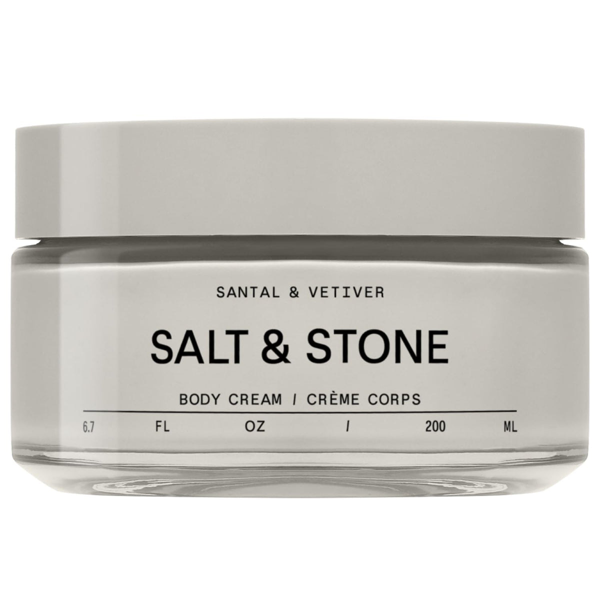 Salt & Stone Body Cream Santal Vetiver bottle delivering lasting hydration