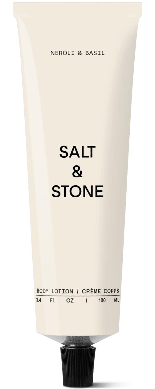 Salt & Stone body lotion neroli basil bottle delivering fast-absorbing hydration.