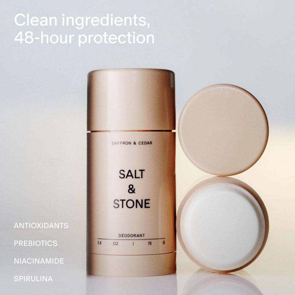 Salt & Stone deodorant stick close-up demonstrates smooth glide
