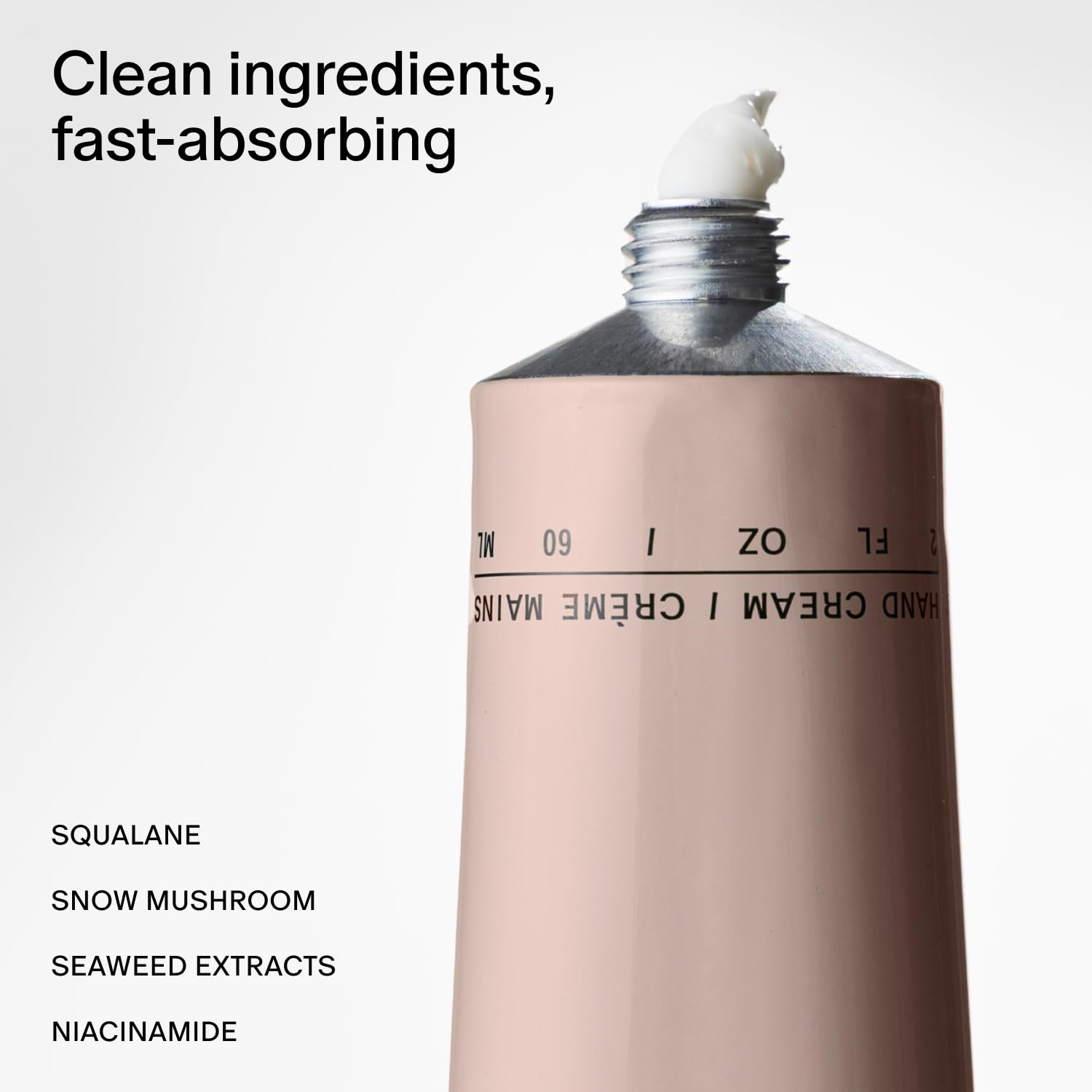 Salt & Stone hand cream saffron cedar pump close-up demonstrates quick absorption.