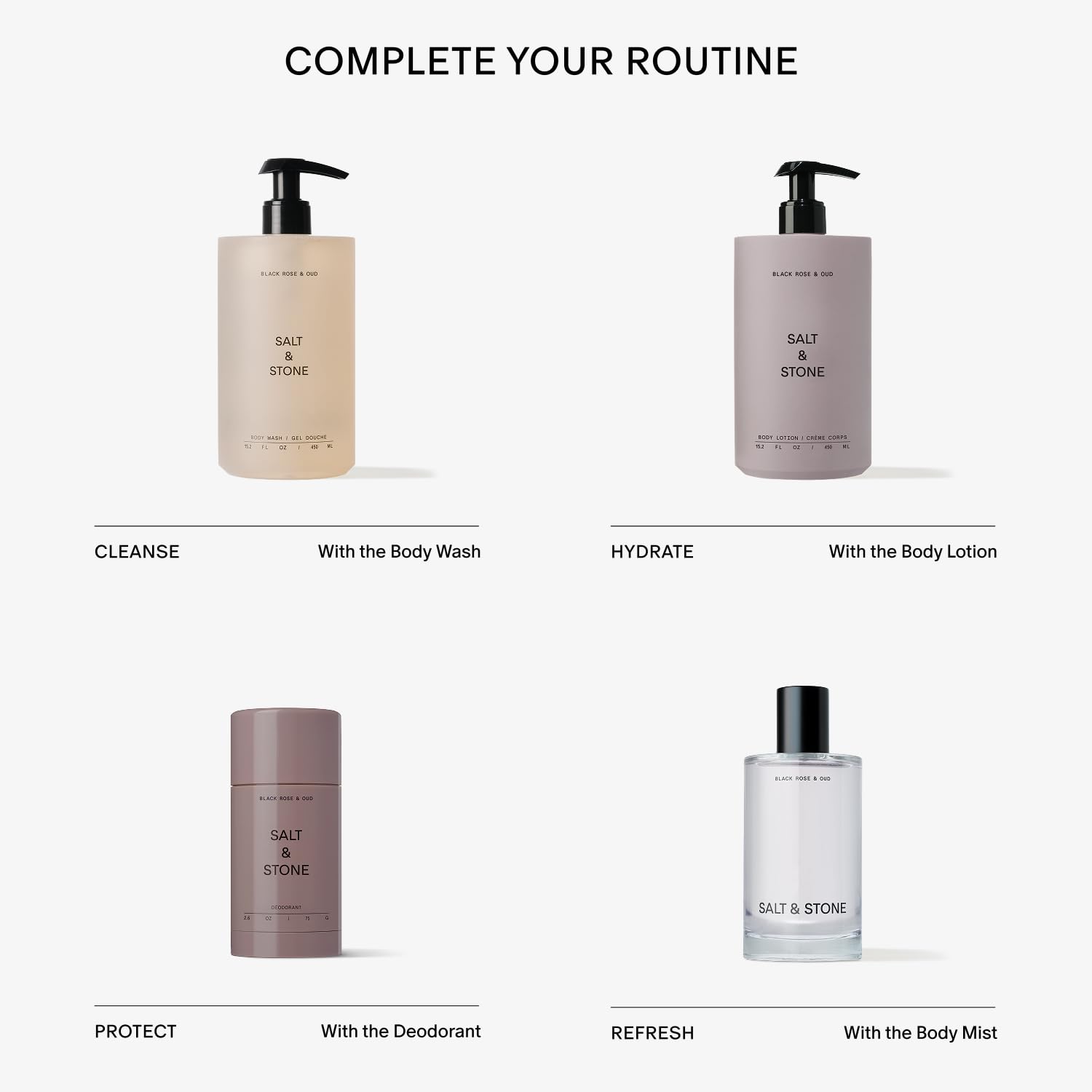 Salt & Stone Neroli Basil lifestyle flatlay evokes refreshing daily self-care.