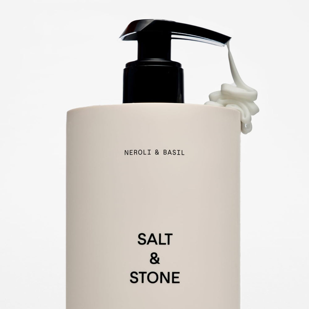 Salt & Stone Neroli Basil vegan, clean formula supports moisturized skin.