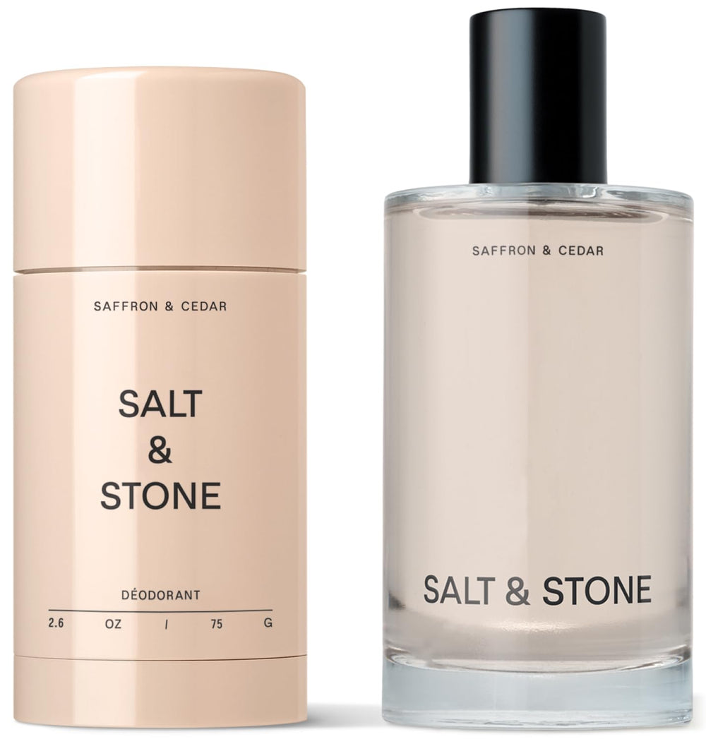 Salt & Stone Signature Scent Duo packaging featuring four deodorants for daily rotation and lasting freshness.
