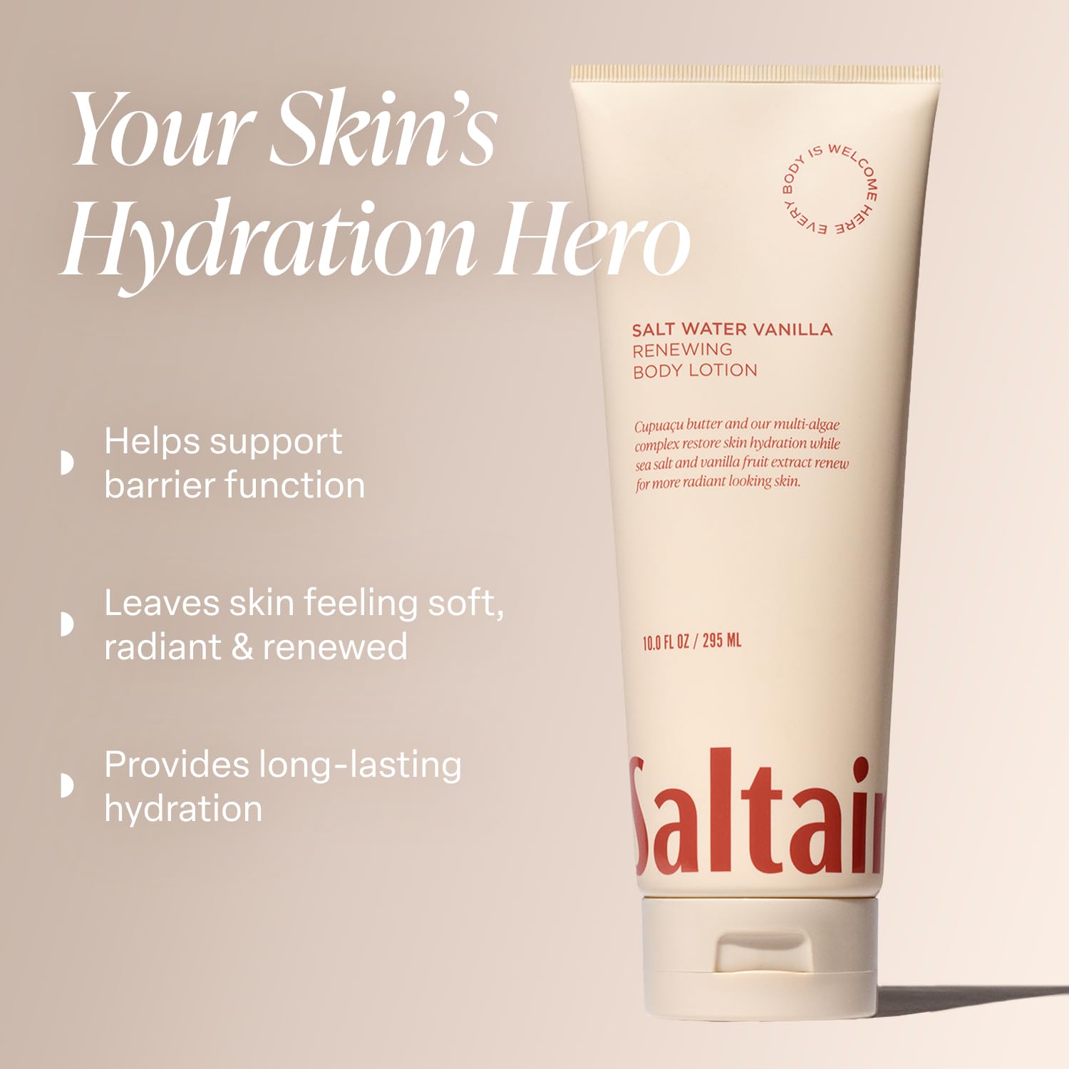 Saltair Body Lotion 2Pack tubes closeup shows creamy texture for dry skin relief