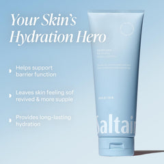 Saltair body lotion creamy texture shown for rich hydration on skin.