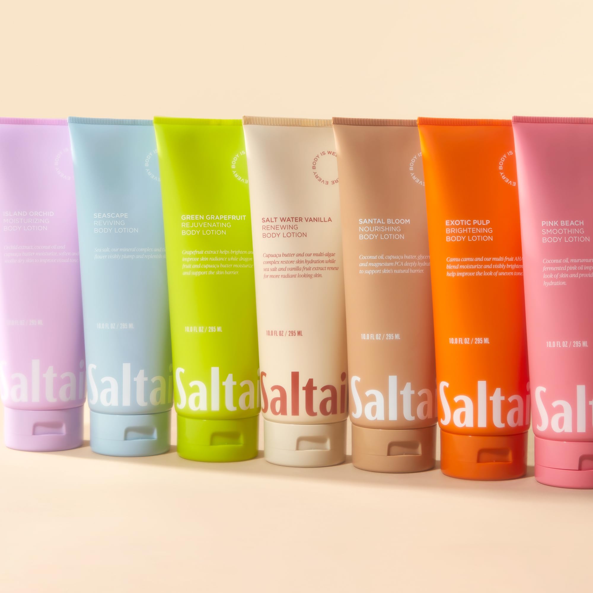 Saltair body lotion on arm demonstrating quick-absorption and non-greasy finish.