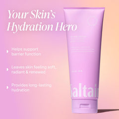 Close-up of Saltair body lotion texture showing creaminess and absorption.