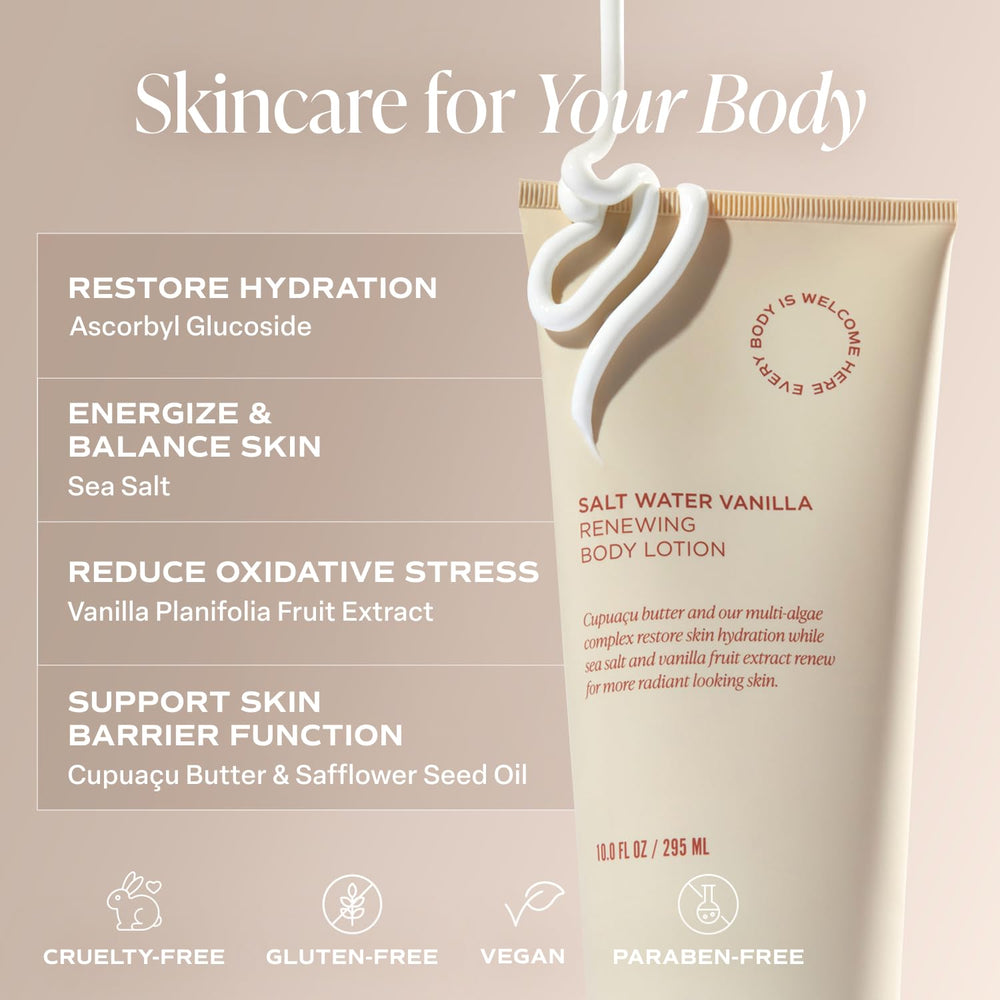 Saltair Body Lotion texture swirl illustrates rich formula for extremely dry skin care