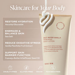 Saltair Body Lotion texture swirl illustrates rich formula for extremely dry skin care
