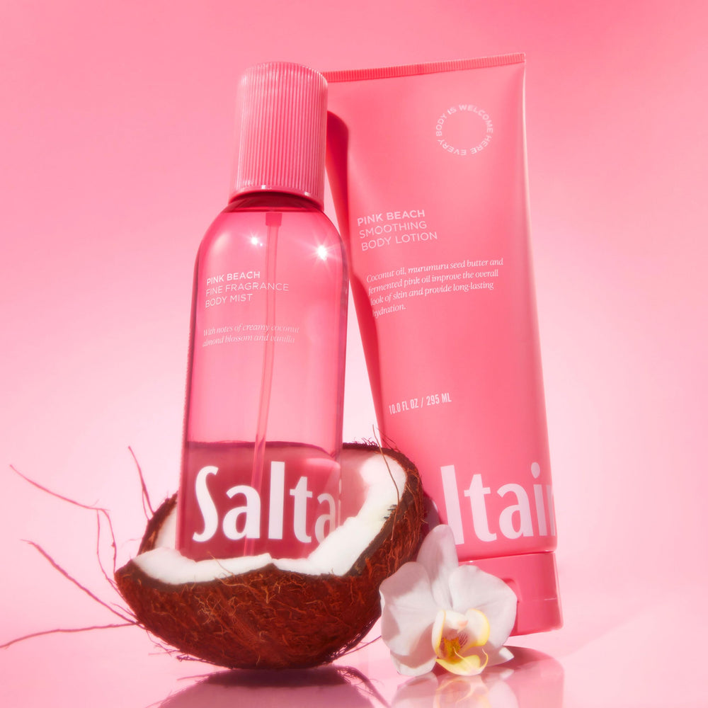 Saltair Pink Beach application on skin provides lightweight fragrance layering.