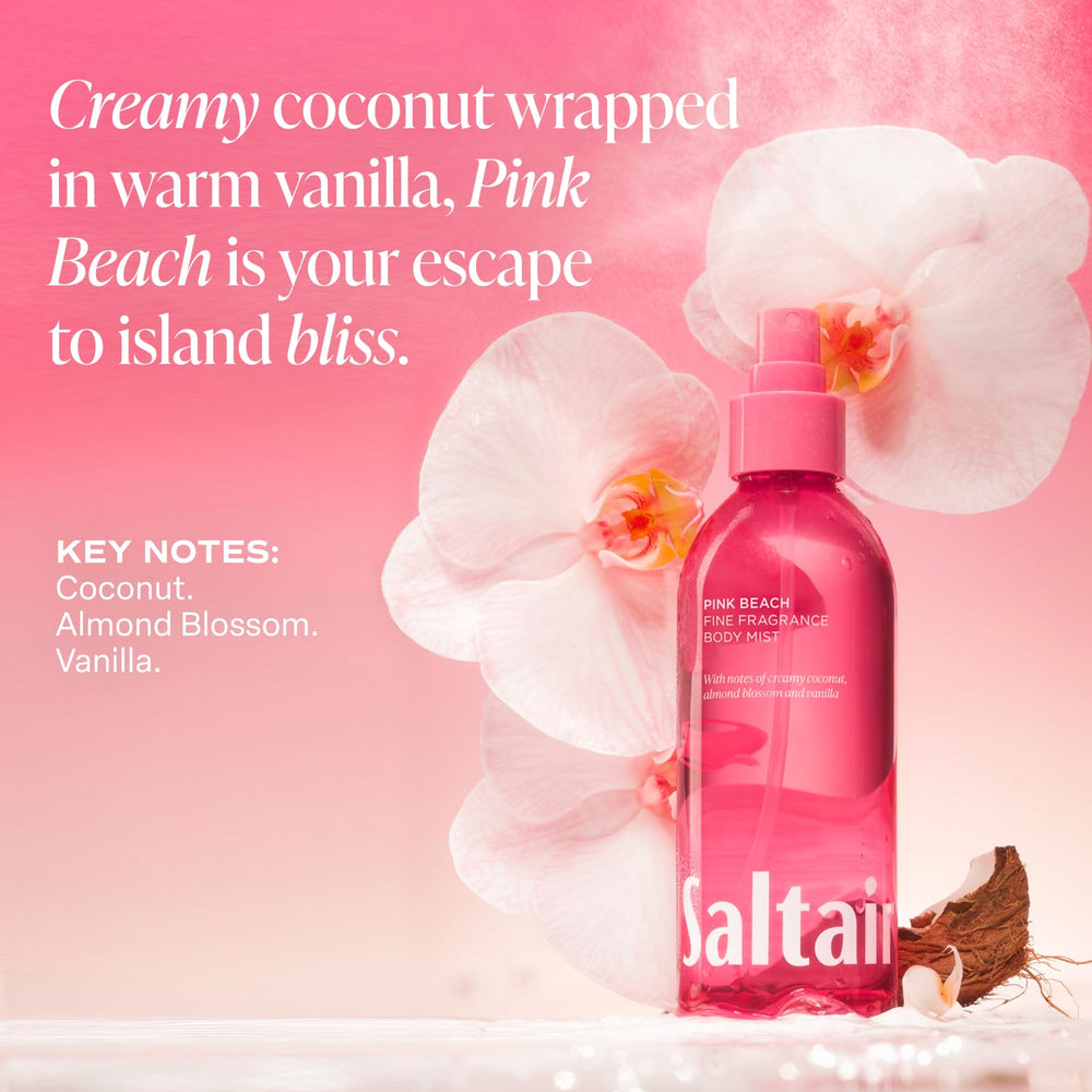 Saltair Pink Beach mist in action creates a carefree, refreshing aura.