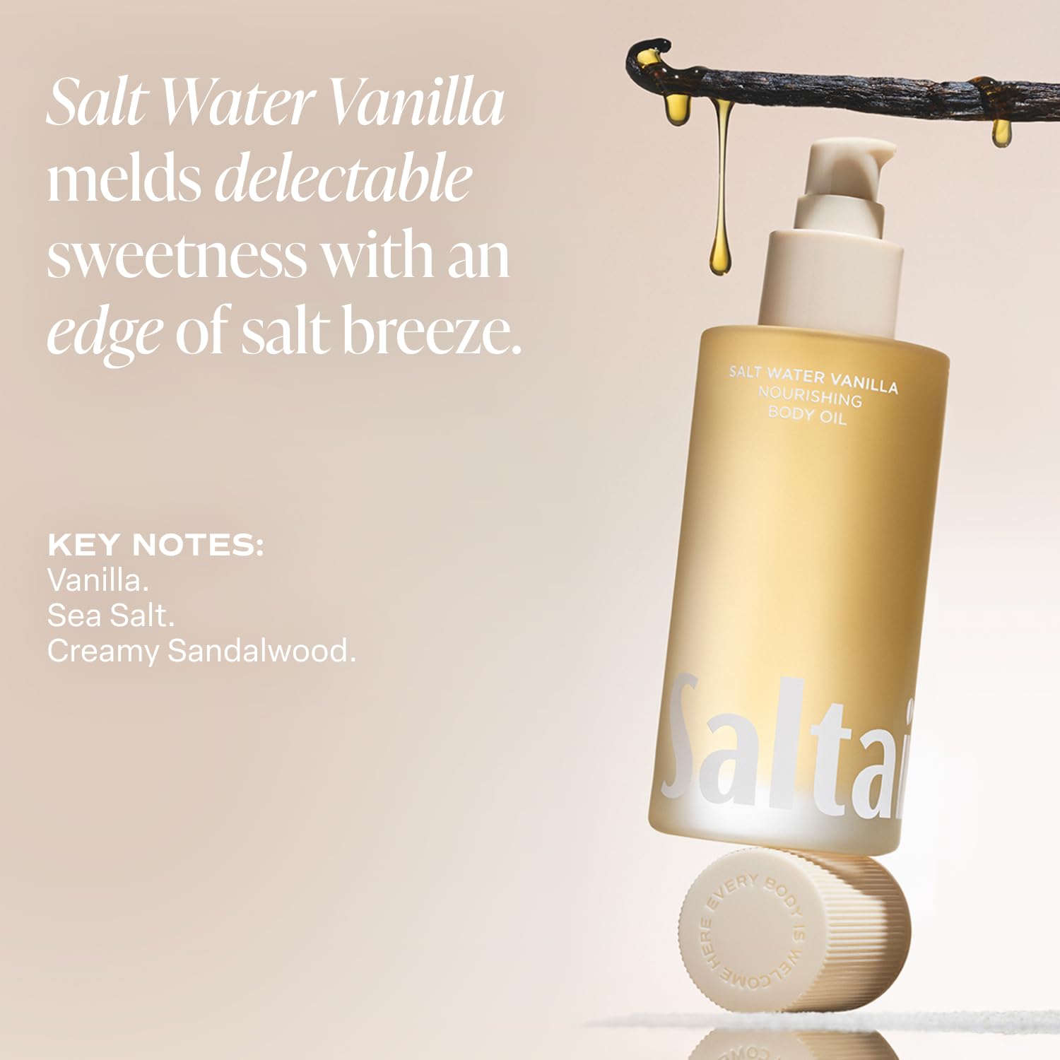 Saltair Body Oil massaged into damp skin after shower.