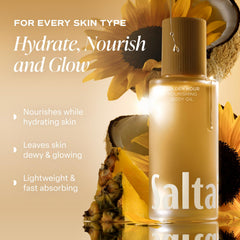 Saltair Body Oil amber bottle close-up highlighting premium botanical hydration.
