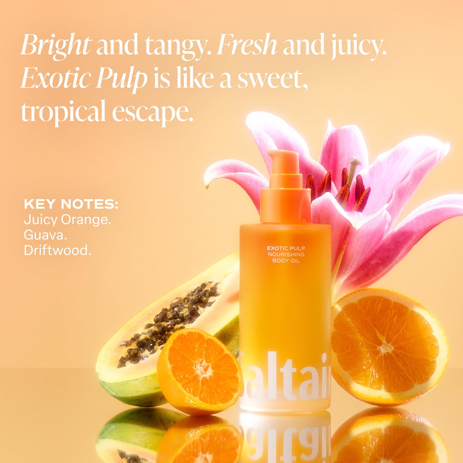 Exotic Pulp fragrance with orange, guava, passionfruit notes