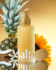 Saltair Body Oil pump dispense illustrates quick, light absorption after shower.