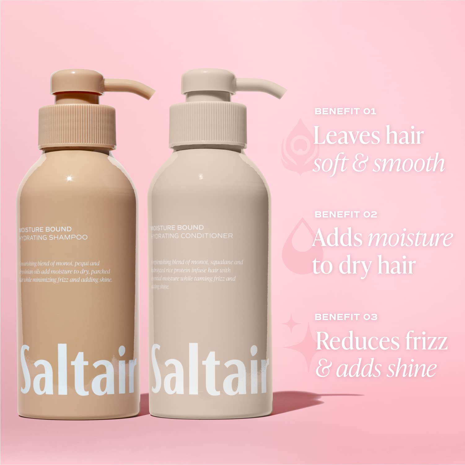 Saltair bottle display shot conveys premium packaging for the bathroom décor.