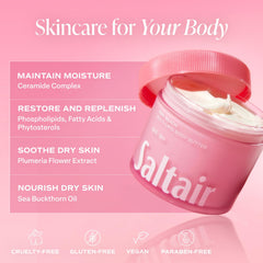 Saltair ceramide complex close-up illustrates skin barrier support in action.