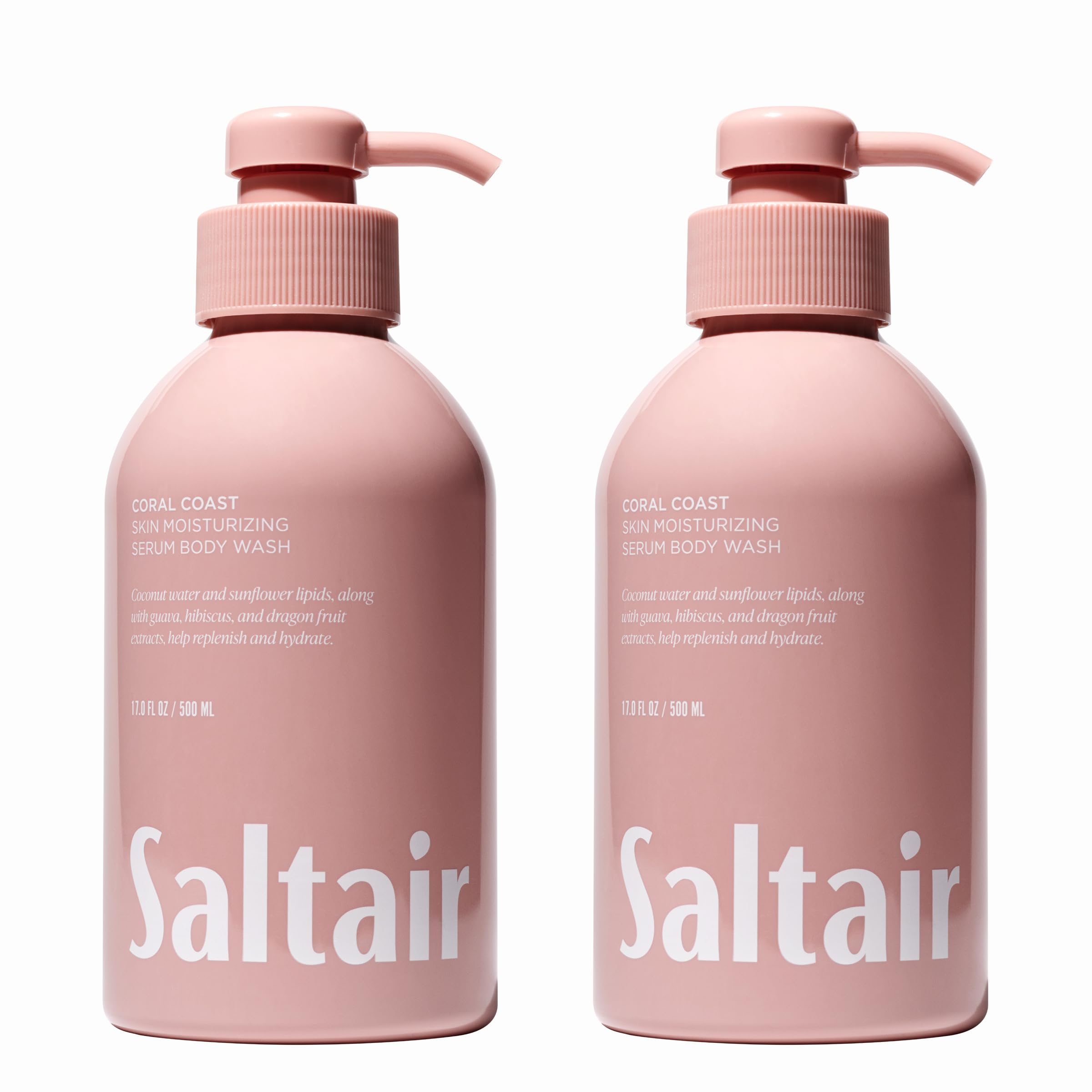 Saltair Coral Coast bottle pump showing convenient dual-pack design for moisturizing cleansing