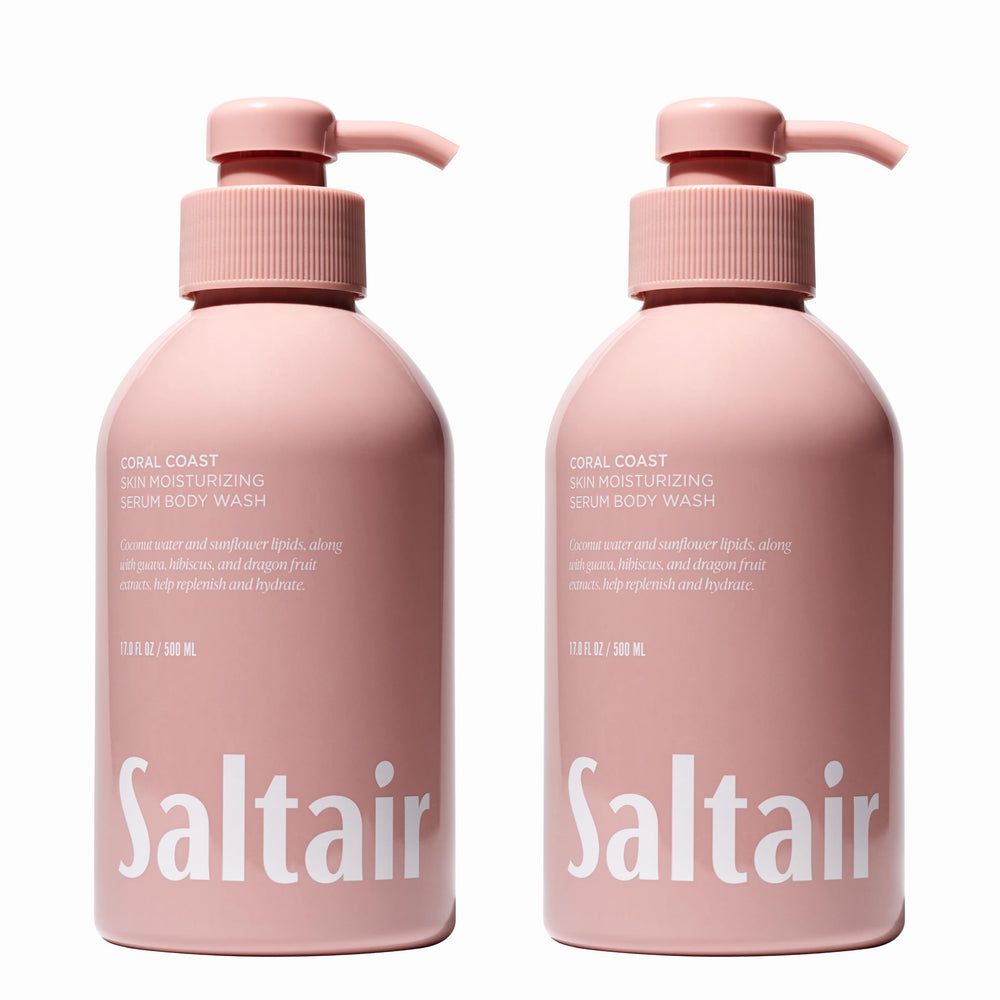 Saltair Coral Coast bottle pump showing convenient dual-pack design for moisturizing cleansing