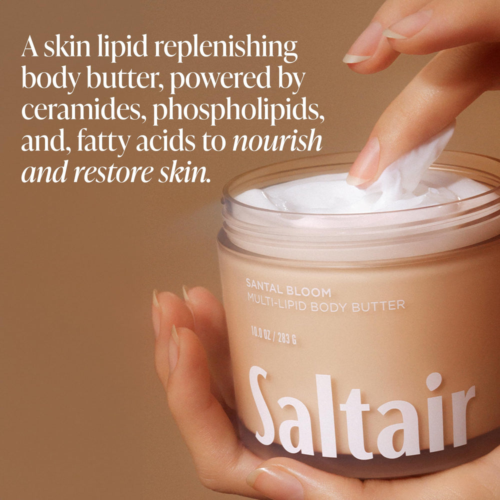 Saltair Coral Coast ingredients close-up highlighting ceramides and oils for moisture barrier